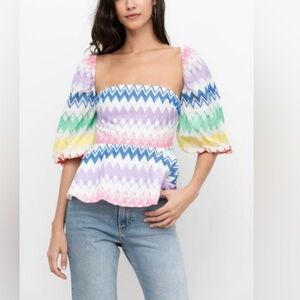 NEW Anthologie Yumi Kim Eliza Embroidered Top in Carnival Large